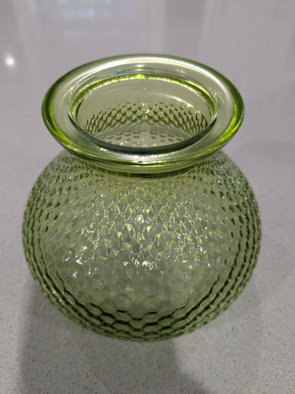 Green Textured MCM Style Glass Vase